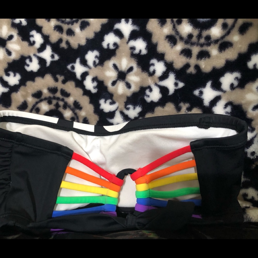 Rainbow Strapless Halter Top Bikini Pride LGBT